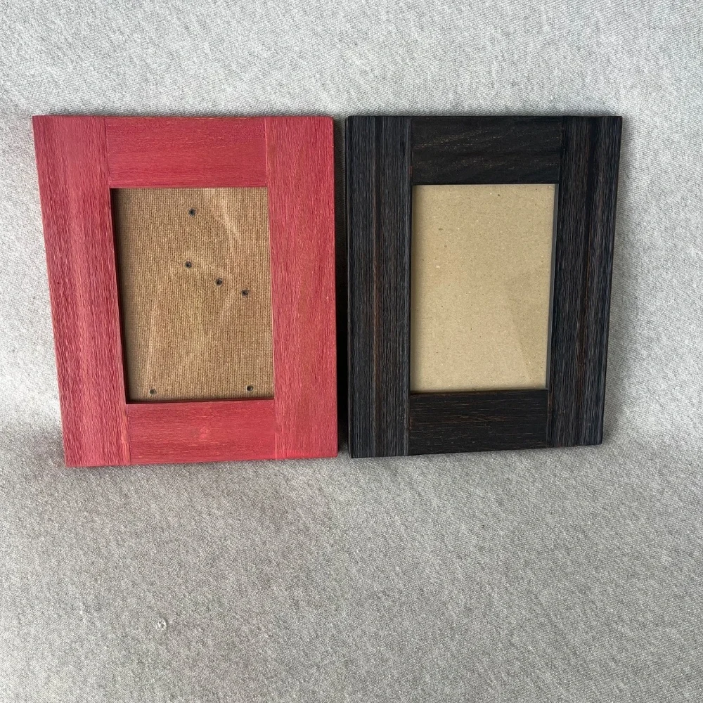 Pottery Barn Red and Dark Brown Wood Picture Frames (Set of 2)